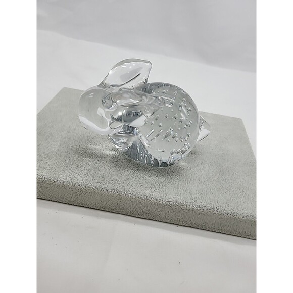 Rabbit Art Glass Bullicante Controlled Bubbles Clear Handblown Bunny Paperweight - Picture 5 of 14